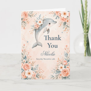 Geburtstag mit floralem Delfin Dankeskarte