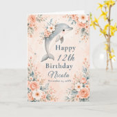 Geburtstag mit floralem Delfin Karte (Gelbe Blume)