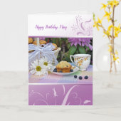 Geburtstag mit Gartentee des persönlichen Namens Karte (Gelbe Blume)