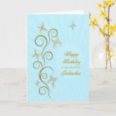 Geburtstag mit goldenen Schmetterlingen Karte (Gelbe Blume)