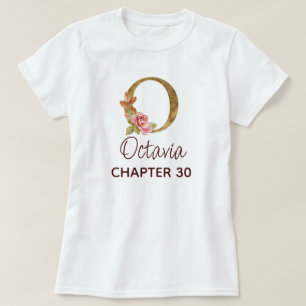 Geburtstag mit goldener Letter O Monogramm Blush R T-Shirt