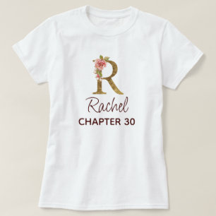 Geburtstag mit goldener Letter R Monogramm und ros T-Shirt