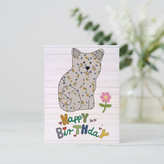 Geburtstag mit Katze Postkarte (Stehend Vorderseite)