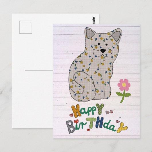 Geburtstag mit Katze Postkarte (Vorne/Hinten)