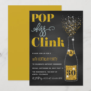 Geburtstag mit Kreidetafel und Glitter für jedes A Einladung