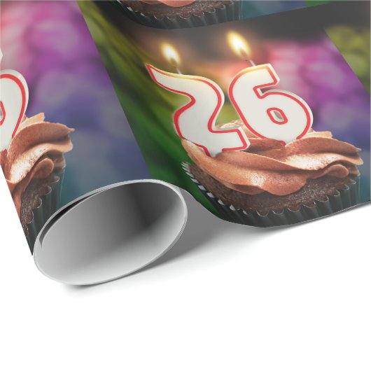 Geburtstag mit Kuchen und Kerzen Geschenkpapier (Rolleneckpunkt)