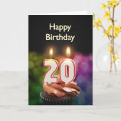 Geburtstag mit Kuchen und Kerzen Karte (Gelbe Blume)