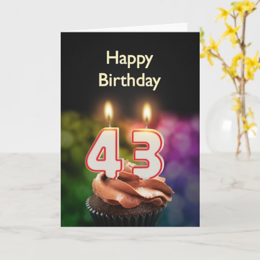 Geburtstag mit Kuchen und Kerzen Karte (Gelbe Blume)