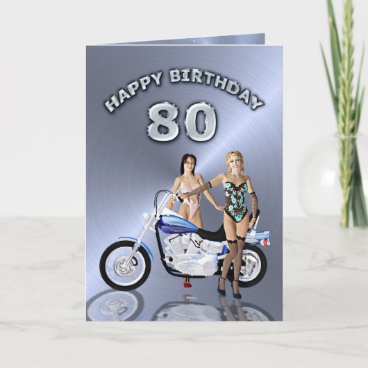 Geburtstag mit Mädchen und einem Motorrad Karte (Vorderseite)