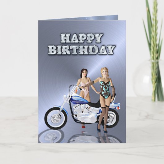 Geburtstag mit Mädchen und Motorrad Karte (Vorderseite)