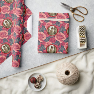 Geburtstag mit maßgeschneiderten Rosenblumen Geschenkpapier