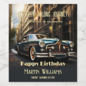 Geburtstag mit Oldtimer Weinetikett (Einzelnes Label)