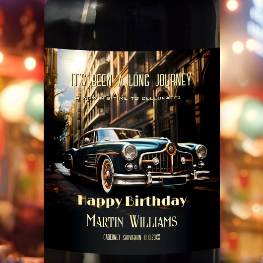 Geburtstag mit Oldtimer Weinetikett