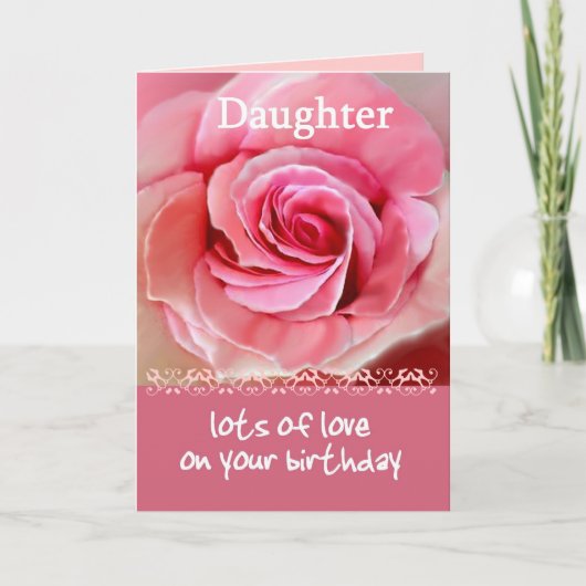 Geburtstag mit Pastellrosa Rose und Spitzen Karte (Vorderseite)