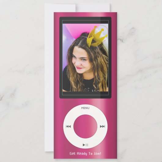 Geburtstag mit rosa MP3-Musikplayer Einladung (Vorderseite)
