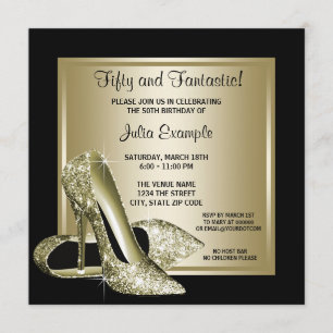 Geburtstag mit schwarzen goldenen High Heels für D Einladung