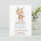 Geburtstag mit Teddybär Einladung (Stehend Vorderseite)