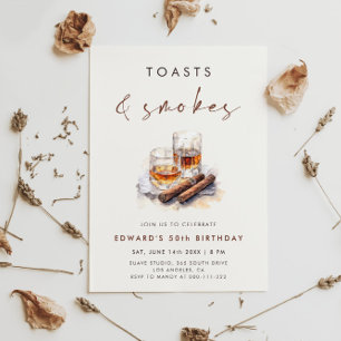 Geburtstag mit Toasts und Rauch Whisky & Zigarren Einladung