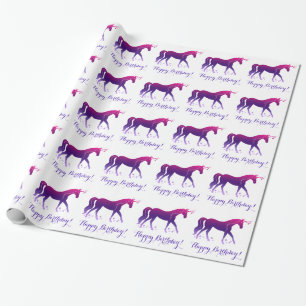 Geburtstag mit Unicorn und Sterne in der Geschenkpapier