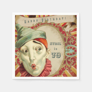 Geburtstag mit Vintage-Clowns-Ausdrücken Serviette