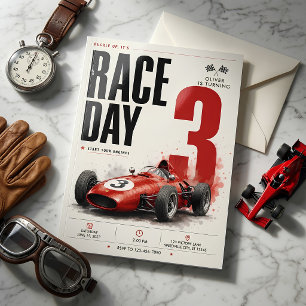 Geburtstag mit Vintage-Formel-Rennwagen Einladung