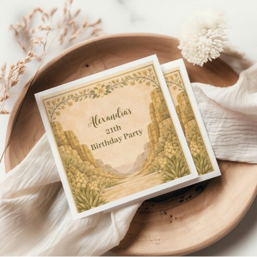 Geburtstag mit Vintage-Wüstenblumen Serviette