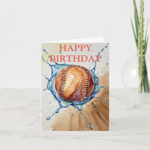 Geburtstag mit Wasserfarbspritzer für Baseball-Fan Karte