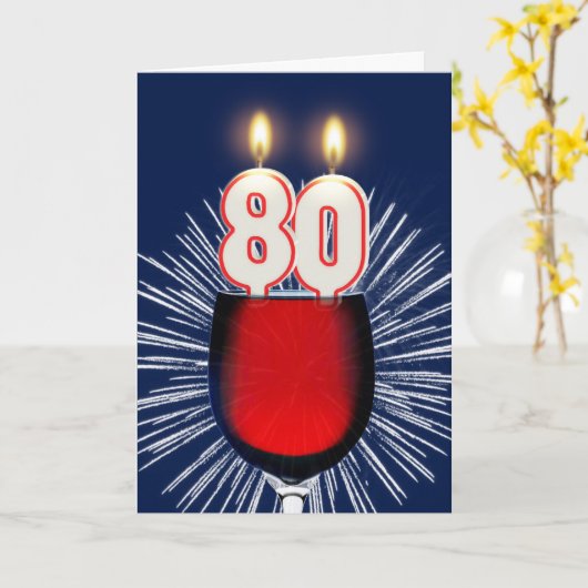 Geburtstag mit Wein und Kerzen Karte (Gelbe Blume)