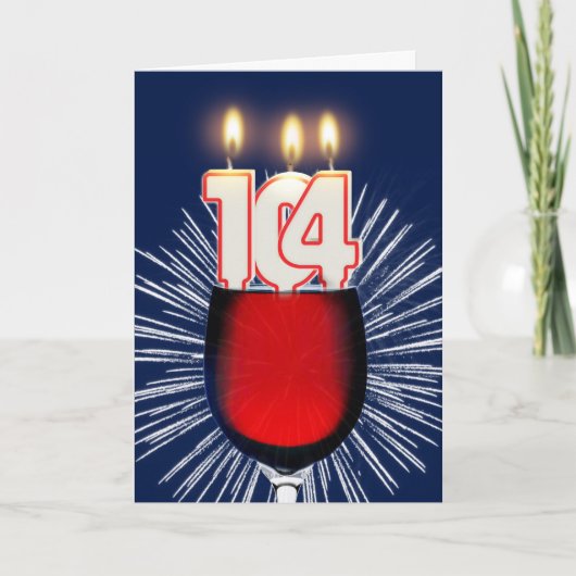 Geburtstag mit Wein und Kerzen Karte (Vorderseite)