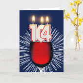 Geburtstag mit Wein und Kerzen Karte (Gelbe Blume)
