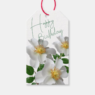 Geburtstag mit weißer Blume Geschenkanhänger