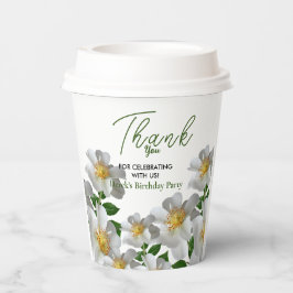 Geburtstag mit weißer Blume Pappbecher