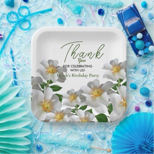 Geburtstag mit weißer Blume Pappteller (Party)