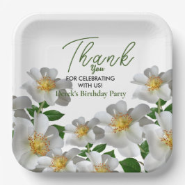 Geburtstag mit weißer Blume Pappteller
