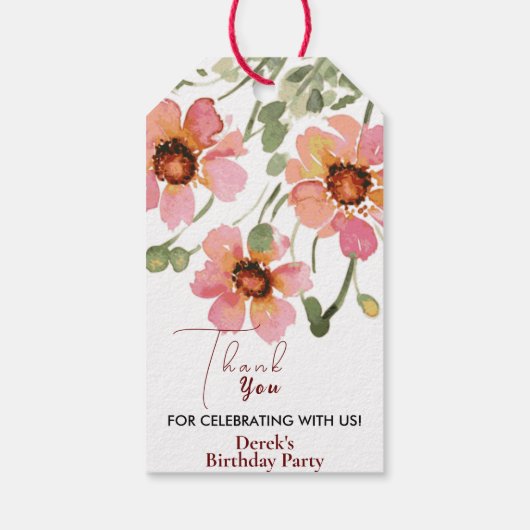 Geburtstag mit wilder Blume Geschenkanhänger (Rückseite)