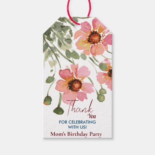 Geburtstag mit wilder Blume Geschenkanhänger (Vorderseite)