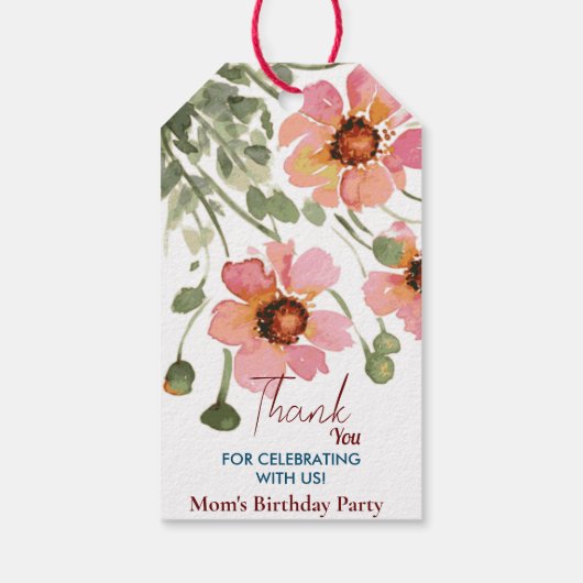 Geburtstag mit wilder Blume Geschenkanhänger (Rückseite)