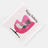 Geburtstag Mitte Jahrhundert Moderne Elegante Katz Serviette (Ecke)