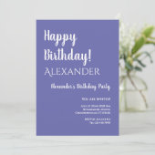 Geburtstag Modernes Lila Periwinkle Einladung (Stehend Vorderseite)