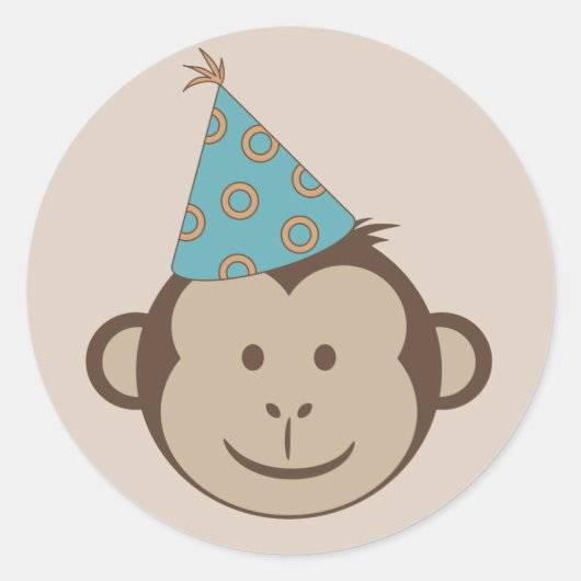 Geburtstag Monkey Goodie Bag Stickers (Vorderseite)