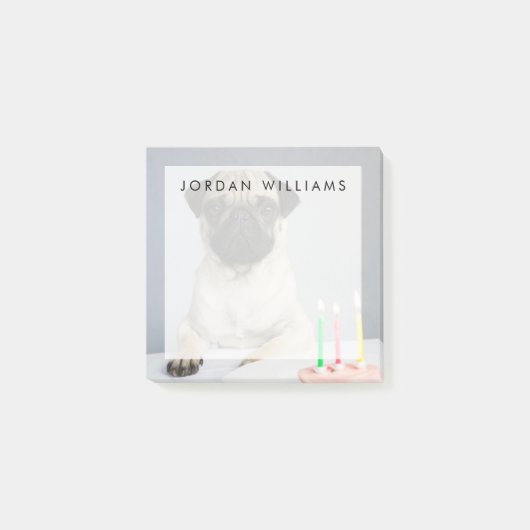 Geburtstag Mops Post-it Klebezettel (Vorderseite)