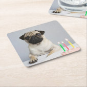 Geburtstag Mops Rechteckiger Pappuntersetzer (angewinkelt)