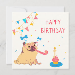 Geburtstag Mops Urlaubskarte Feiertagskarte