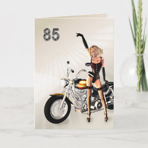 Geburtstag, Motorrad und Mädchen Karte
