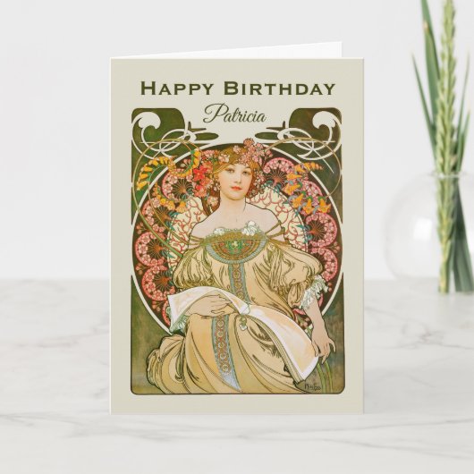 Geburtstag Mucha Reverie Daydream Art Nouveau CC09 Karte (Vorderseite)