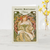 Geburtstag Mucha Reverie Daydream Art Nouveau CC09 Karte (Gelbe Blume)