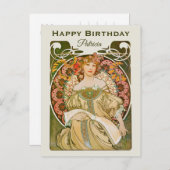 Geburtstag Mucha Reverie Daydream Art Nouveau CC10 Postkarte (Vorne/Hinten)