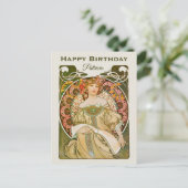 Geburtstag Mucha Reverie Daydream Art Nouveau CC10 Postkarte (Stehend Vorderseite)