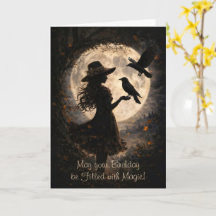 Geburtstag Mystisches Magisches Mädchen und Mond d Karte
