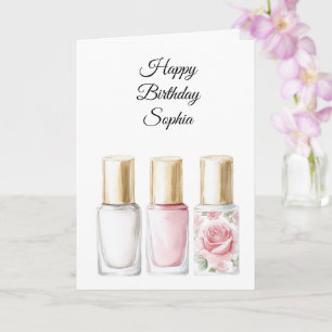 Geburtstag Nagellack Pink Rose Floral Karte